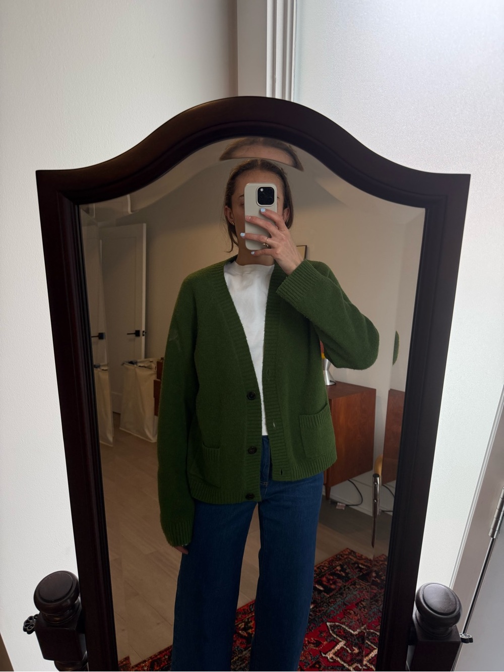Oversized Green Knit Cardigan